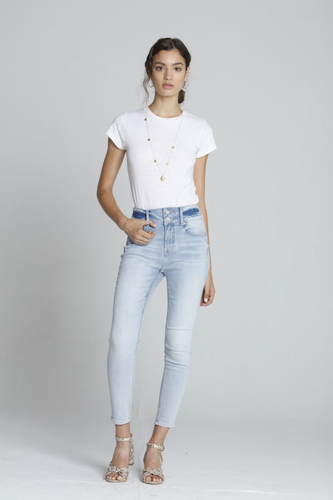 Rebel High Rise Skinny Double Button- Light